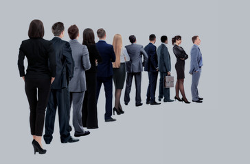 Back view of a Group of business team. Isolated on white background.