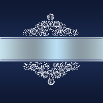 Elegant Blue Border With White Floral Ornament