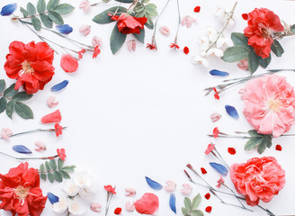 Romantic flower round frame.