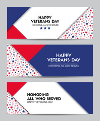 Happy Veterans Day. Set of vector headers