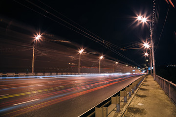 Fototapeta na wymiar Traffic light trails on Voronezh street