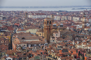 Fototapeta na wymiar Panoramic aerial cityscape of Venice with Santa Maria della Salute church, Veneto, Italy