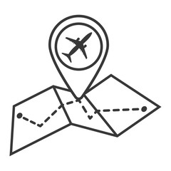 Map with  airplane icon in trendy flat style isolated on white background. Symbol for your web site design, logo, app, UI. Vector illustration, EPS