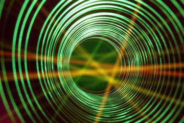 Abstract conceptual background with futuristic high tech wormhole tunnel..