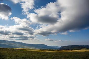 Fototapeta na wymiar Panoramic photo of Caucasus mountain landscape