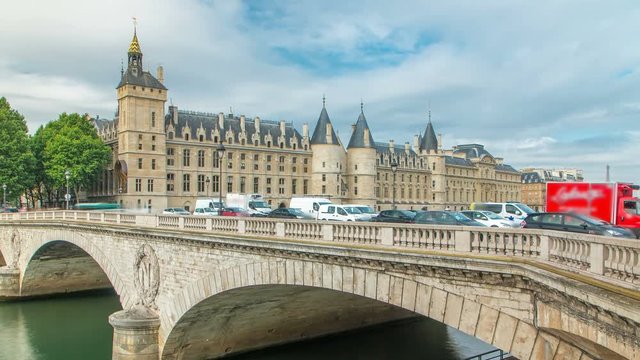 Castle Conciergerie timelapse - former royal palace and prison. Paris, France.