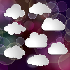 Obraz premium collection of clouds on a blurred glitter purple background