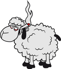 joint weed hanf kiffen kiffer drogen rauchen zigarette stoned bekifft cannabis glücklich lustig klein süß niedlich comic cartoon schaf ziege wolle bauer bock müde cool