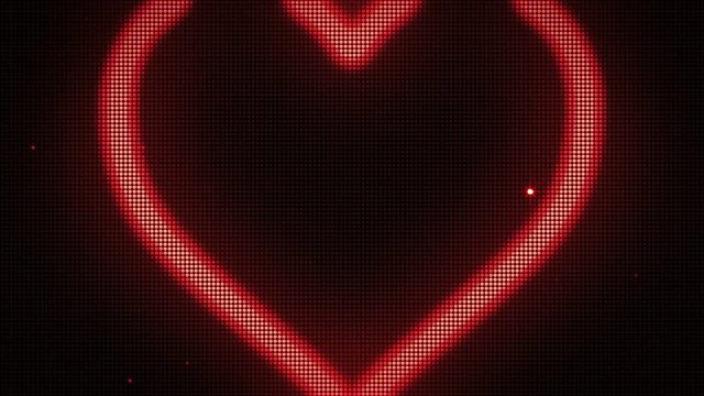 Heart shape on digital screen. Seamless loop animation. Different colors and shapes in my profile.
