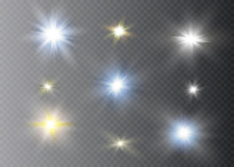 Glow light effect. Star burst with sparkles.Sun.