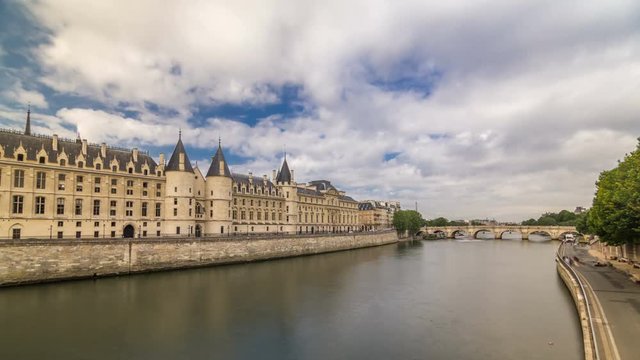 Castle Conciergerie timelapse hyperlapse - former royal palace and prison. Paris, France.