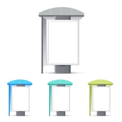 Bus stop with an advertising banner, Making stops advertising banners, a booth at the exhibition