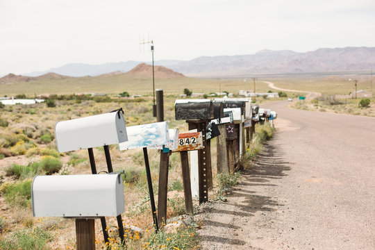 Row of mailboxes
