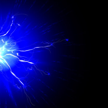 The discharge of electricity from the lightning and sparks