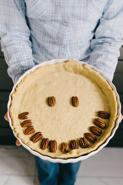 Smiley Face Pecan Nuts In A Pie Pastry