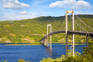 Tjelsundbrua bridge connecting Norway mainland and Lofoten Islands