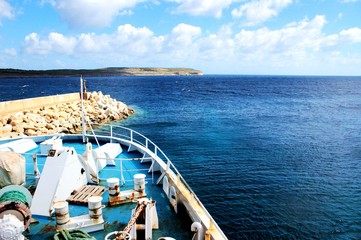 Fragment of ferry in the way from Malta to Gozo Island
