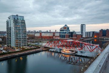 Naklejka premium Aerial view Detroit Bridge Manchester UK