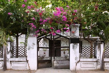 Facade and gate of a centuries old ancestral house in the Philippines