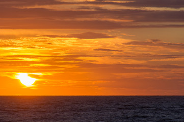 Fototapeta premium Beautiful sunset over Baltic Sea - seascape with sea horizon