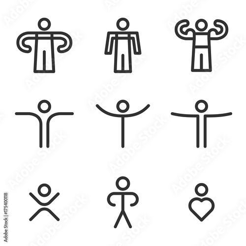 human outline icons set collection icons for application web