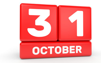 October 31. Calendar on white background.
