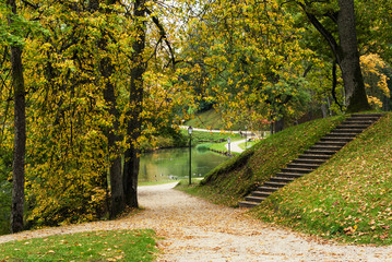 Autumn park in Cesis town, Latvia