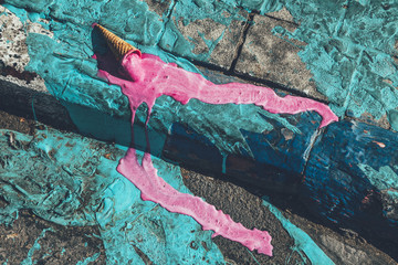Melting Ice Cream on Pavement Curb