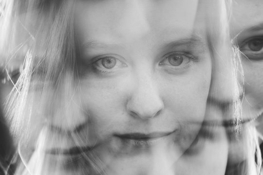 Black and white portrait of girl