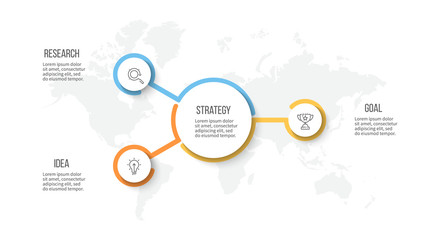 Business infographic. Organization chart with 3 options. Vector template.