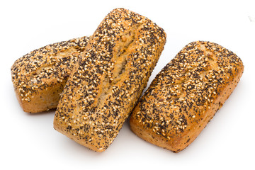 Freshly baked bread isolated on white background.