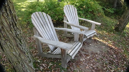 Outdoor wooden chairs
