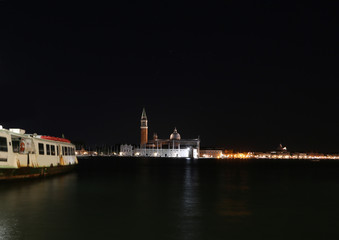 Fototapeta na wymiar Church of Saint Geroge in the Venetian lagoon by night 