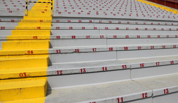many numbers on the stadium bleachers