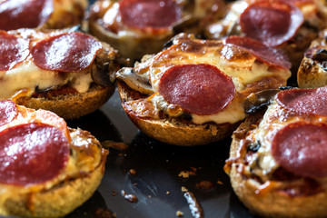 Home made sandwiches baked in the oven.