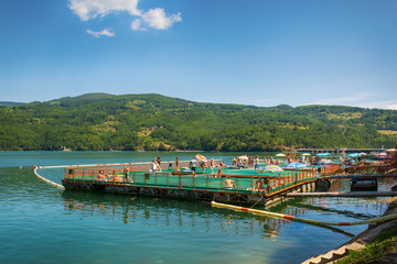Naklejka premium Perucac, Serbia July 31, 2017: Perucac Lake View In Tara National Park, Serbia