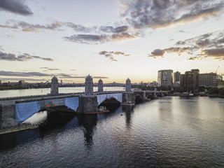 Back Bay Boston in Massachusetts, USA, Skyline of downtown on a Summer, Aerial view