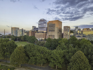 Fototapeta premium Back Bay Boston in Massachusetts, USA, Skyline of downtown on a Summer, Aerial view