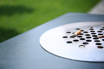 Modern trash bin, closeup. Concept of environment preservation