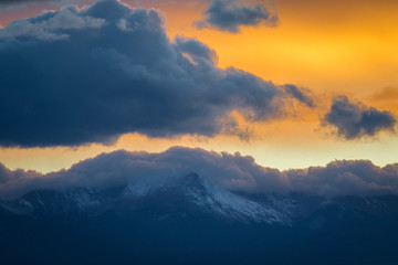 Snowy Mountain top during sunset