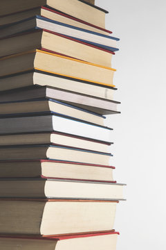 Close up of a stack of books...