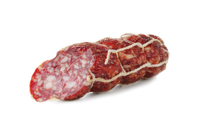 Smoked sausage on white background