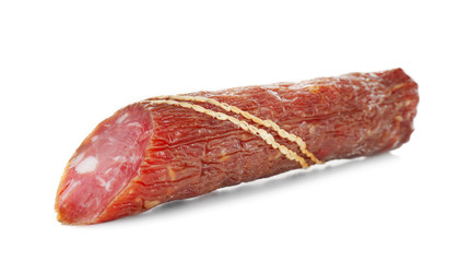 Smoked sausage on white background