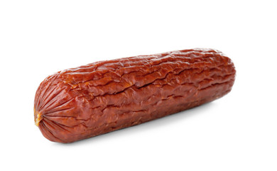 Smoked sausage on white background