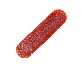 Delicious sliced sausage on white background