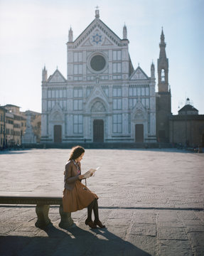 Woman resting at Santa Croce square