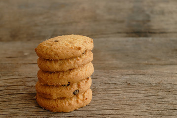 cookies on old wooden table background