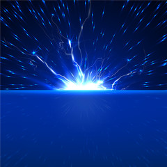 electricity discharge, a flash of light