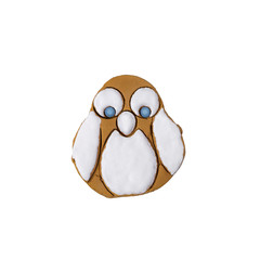 christmas owl gingerbread cookie isolated on a white background