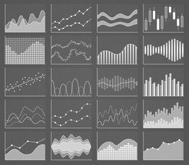 Business chart board. Set of graphs. Analysis statistic data visualization. Vector illustration